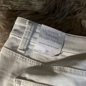 Talbots Cream Velveteen Straight Leg Pants